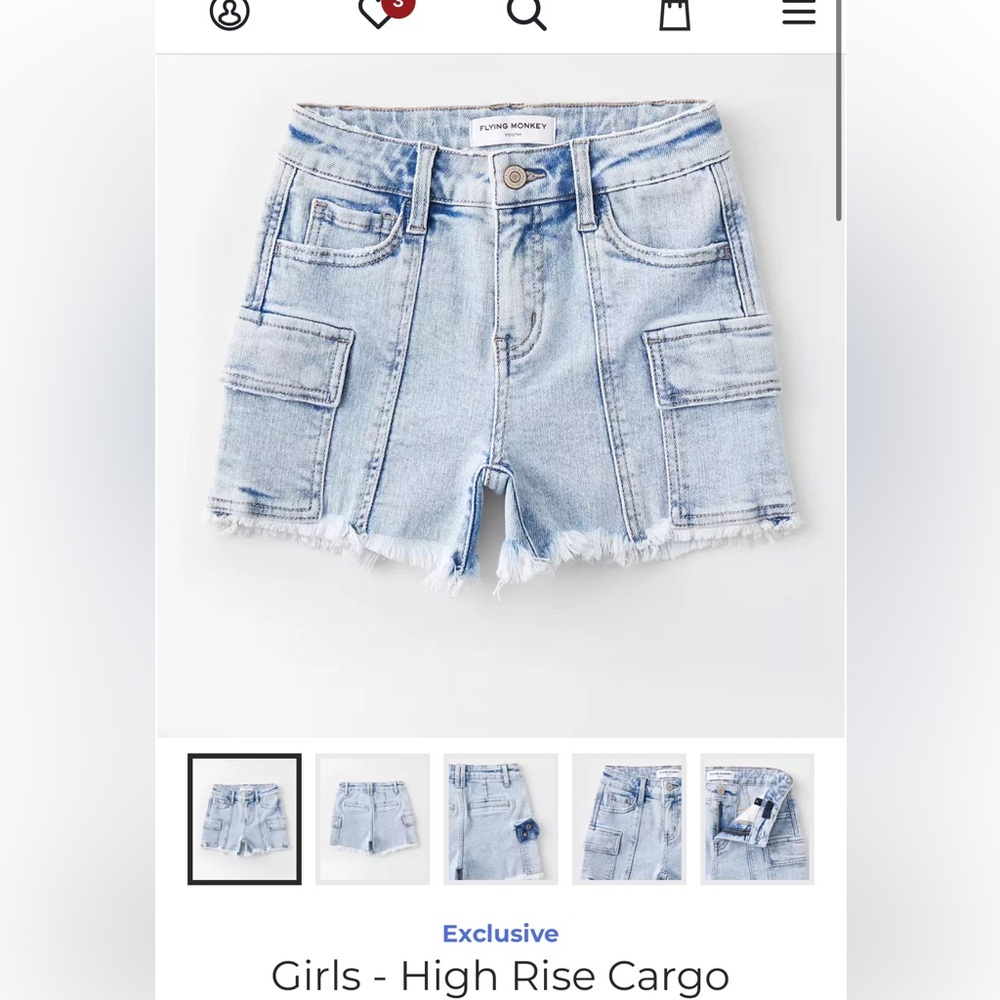 Flying Monkey Light Blue Girls' Cargo Shorts
